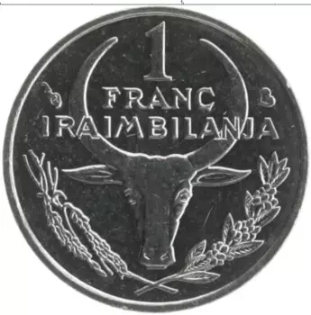 Монета франк Мадагаскара 2002 года Железо