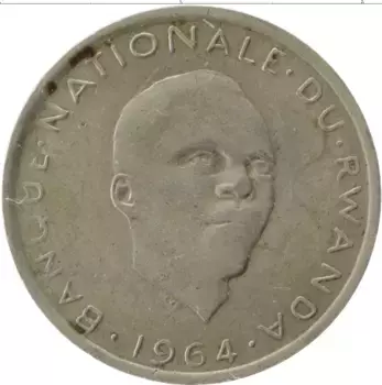 Монета франк Руанды 1964 года Медно-никель