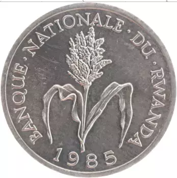 Монета франк Руанды 1985 года Алюминий