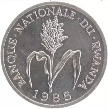 Монета франк Руанды 1985 года Алюминий