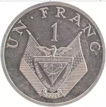 Монета франк Руанды 1985 года Алюминий