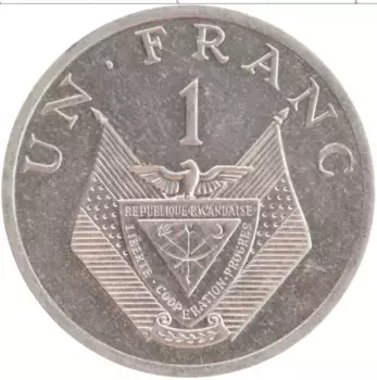 Монета франк Руанды 1985 года Алюминий