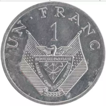Монета франк Руанды 1985 года Алюминий
