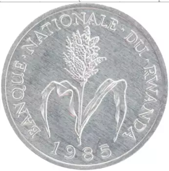Монета франк Руанды 1985 года Алюминий