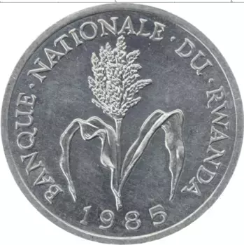 Монета франк Руанды 1985 года Алюминий ФАО
