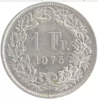 Монета франк Швейцарии 1975 года Медно-никель