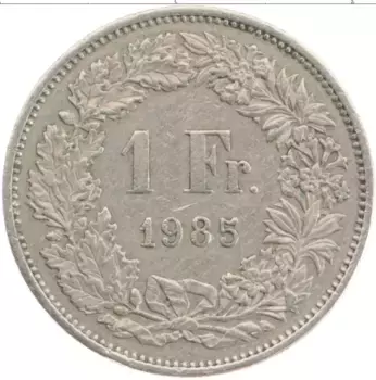 Монета франк Швейцарии 1985 года Медно-никель