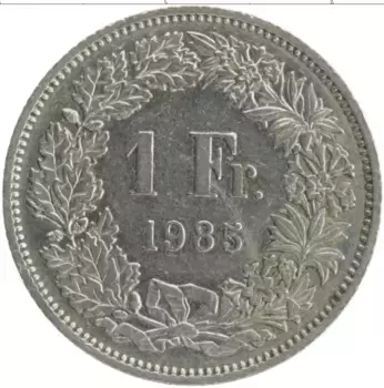 Монета франк Швейцарии 1985 года Медно-никель