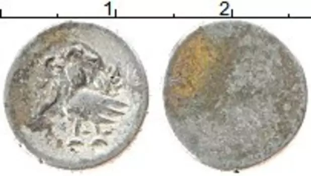 Монета фуанг Камбоджи 1847 года Серебро Птица