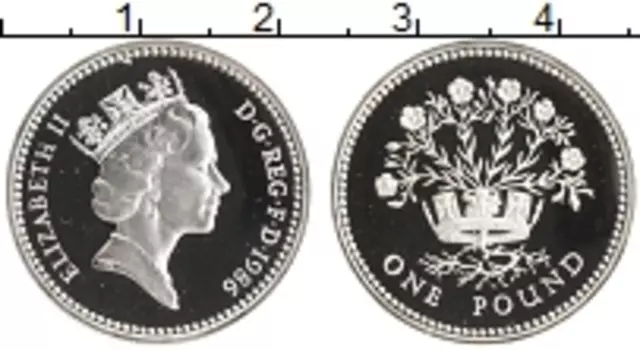 Монета фунт Англии 1986 года Серебро Елизавета II