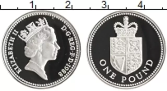 Монета фунт Англии 1988 года Серебро Елизавета II