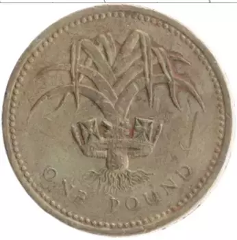 Монета фунт Англии 1990 года Латунь Елизавета II