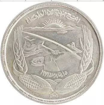 Монета фунт Египта 1973 года Серебро ФАО - Асуанская Дамба