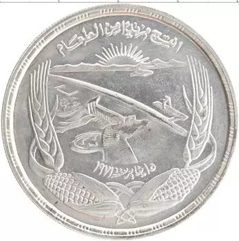 Монета фунт Египта 1973 года Серебро ФАО - Асуанская Дамба