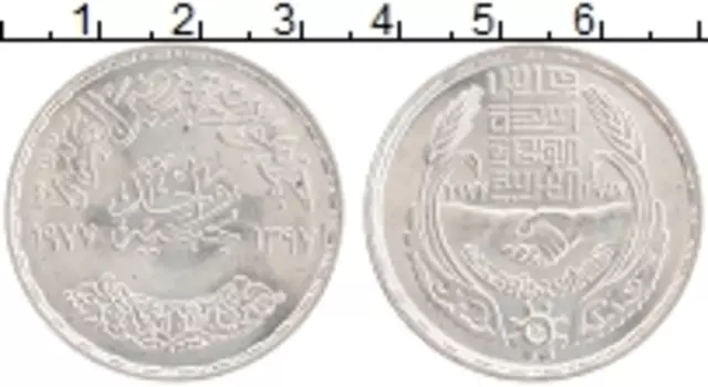 Монета фунт Египта 1977 года Серебро 20 лет Экономическому союзу