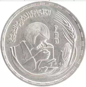 Монета фунт Египта 1978 года Серебро ФАО