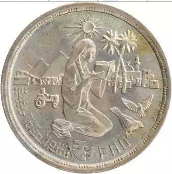 Монета фунт Египта 1980 года Серебро ФАО