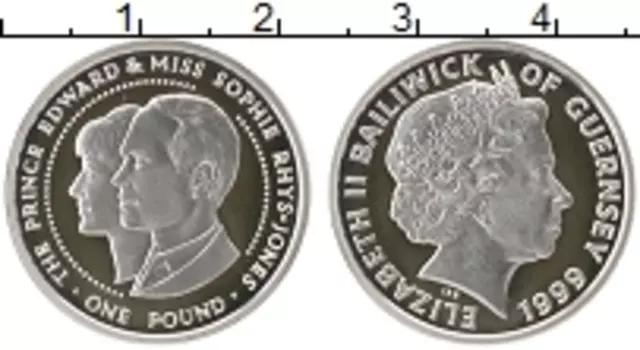 Монета фунт Гернси 1999 года Серебро Елизавета II