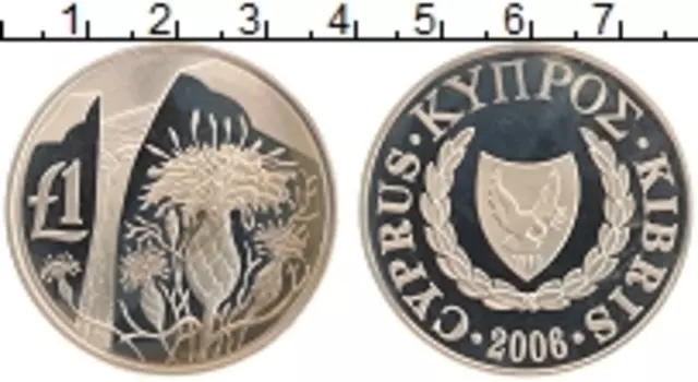Монета фунт Кипра 2006 года Медно-никель Цветы