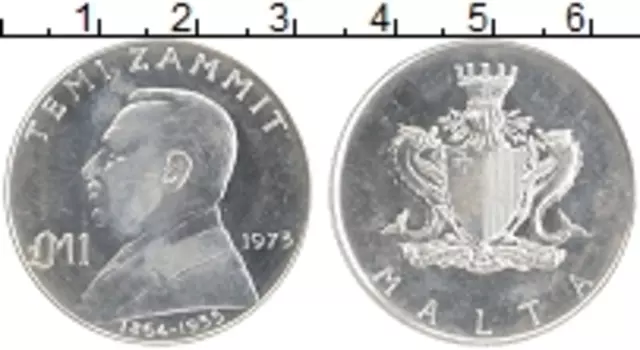 Монета фунт Мальты 1973 года Серебро Теми Заммит