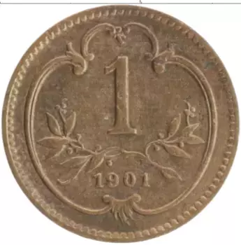 Монета геллер Австрии 1901 года Бронза