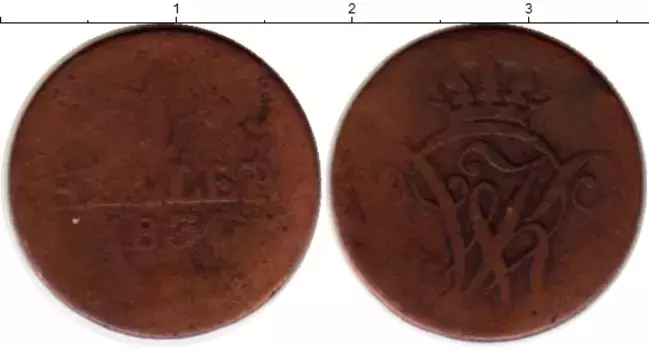 Монета геллер Гессен-Касселя 1831 года Медь