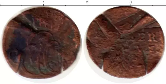 Монета геллер Саксен-Веймар-Эйзенаха 1757 года Медь