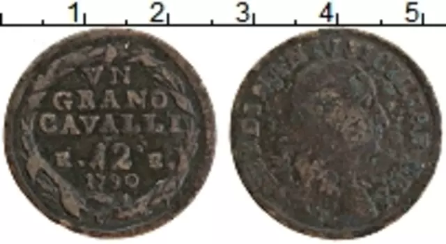 Монета грано Сицилии 1790 года Медь Фердинанд IV