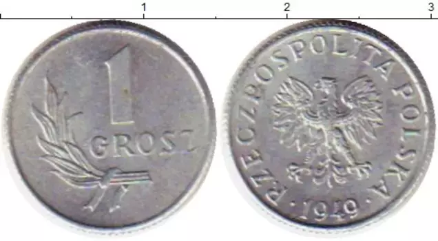 Монета грош Польши 1949 года Алюминий