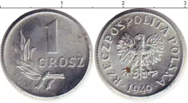 Монета грош Польши 1949 года Алюминий