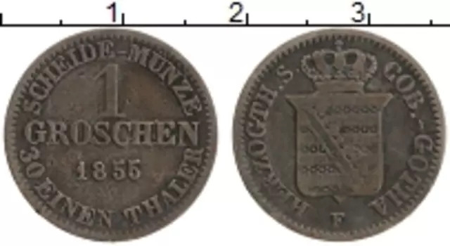 Монета грош Саксе-Кобург-Готы 1855 года Серебро F