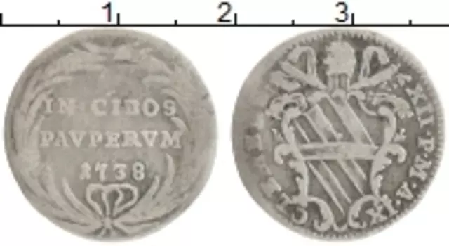Монета гроссо Ватикана 1738 года Серебро Клемент XII