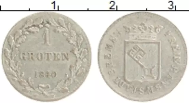 Монета гротен Бремена 1840 года Серебро