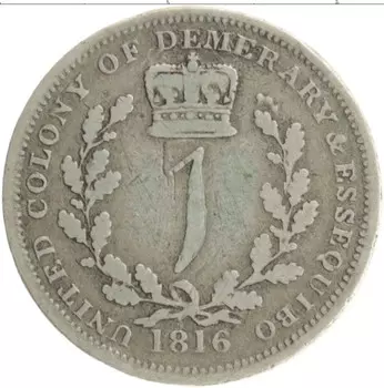 Монета гуильдер Эссекуибо и Демерари 1816 года Серебро Георг III