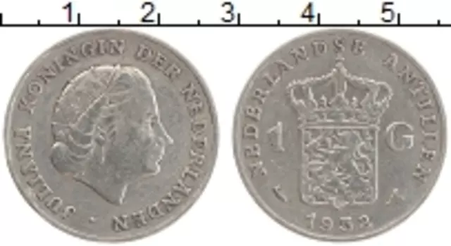 Монета гульден Антильских островов 1952 года Серебро Юлиана
