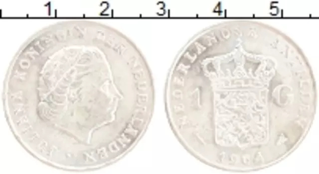 Монета гульден Антильских островов 1964 года Серебро Юлиана