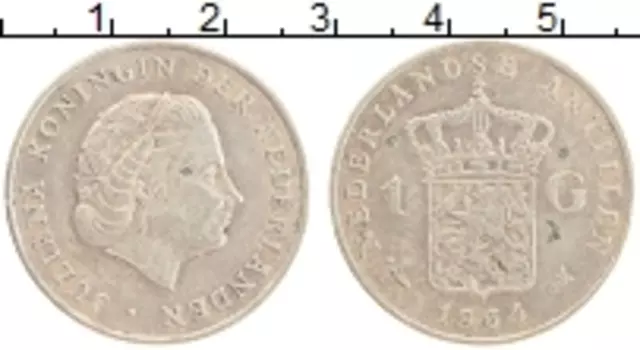 Монета гульден Антильских островов 1964 года Серебро Юлиана