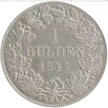 Монета гульден Франкфурта 1845 года Серебро