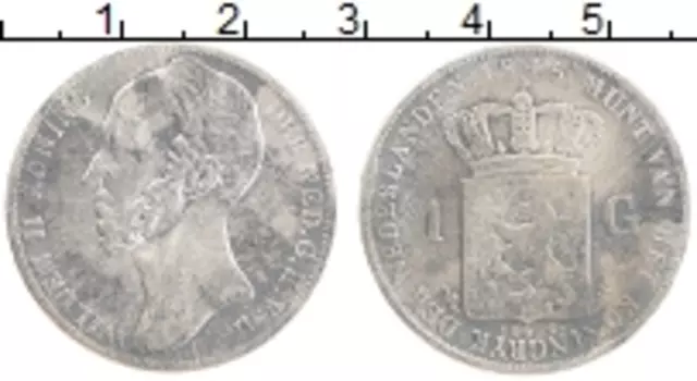 Монета гульден Нидерланд 1845 года Серебро Виллем II