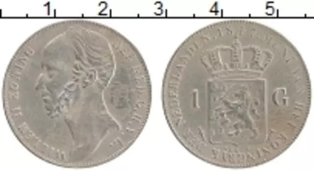 Монета гульден Нидерланд 1847 года Серебро Вилям II