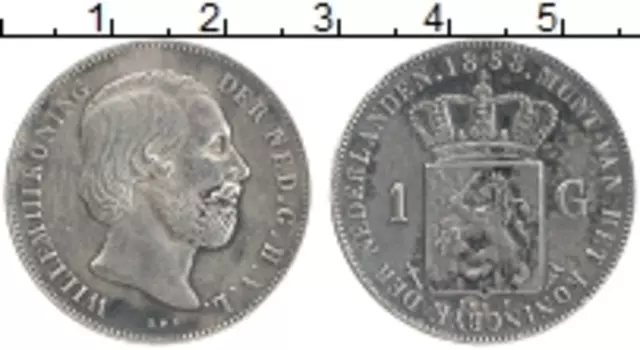 Монета гульден Нидерланд 1858 года Серебро Виллем III