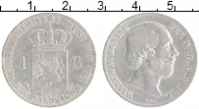 Монета гульден Нидерланд 1859 года Серебро Виллем III