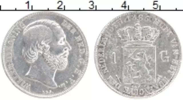 Монета гульден Нидерланд 1865 года Серебро Виллем III