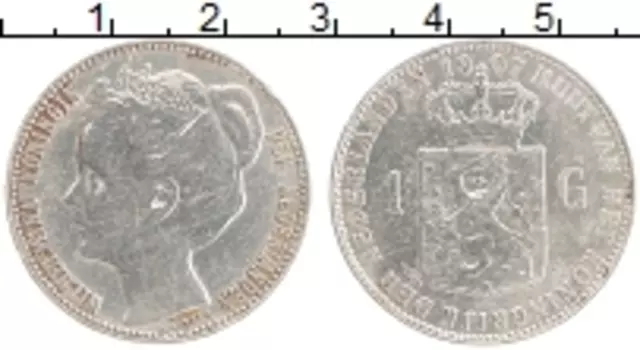 Монета гульден Нидерланд 1907 года Серебро Вильгельмина