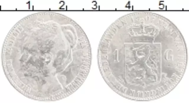Монета гульден Нидерланд 1907 года Серебро Вильгельмина