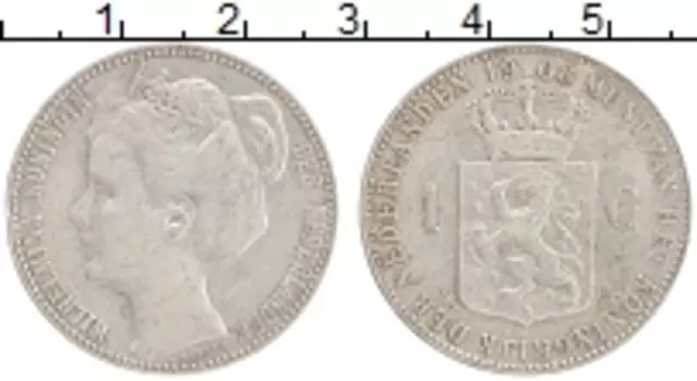 Монета гульден Нидерланд 1908 года Серебро Вильгельмина