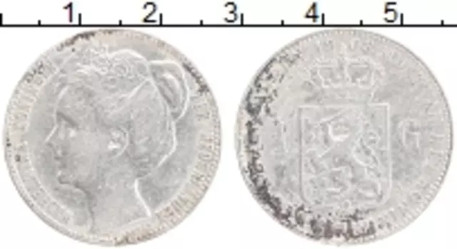 Монета гульден Нидерланд 1908 года Серебро Вильгельмина