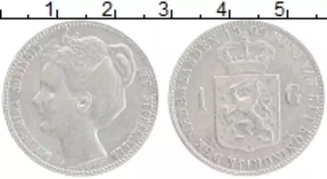 Монета гульден Нидерланд 1909 года Серебро Вильгельмина