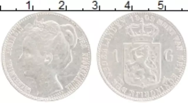 Монета гульден Нидерланд 1909 года Серебро Вильгельмина