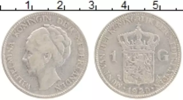 Монета гульден Нидерланд 1929 года Серебро Вильгельмина